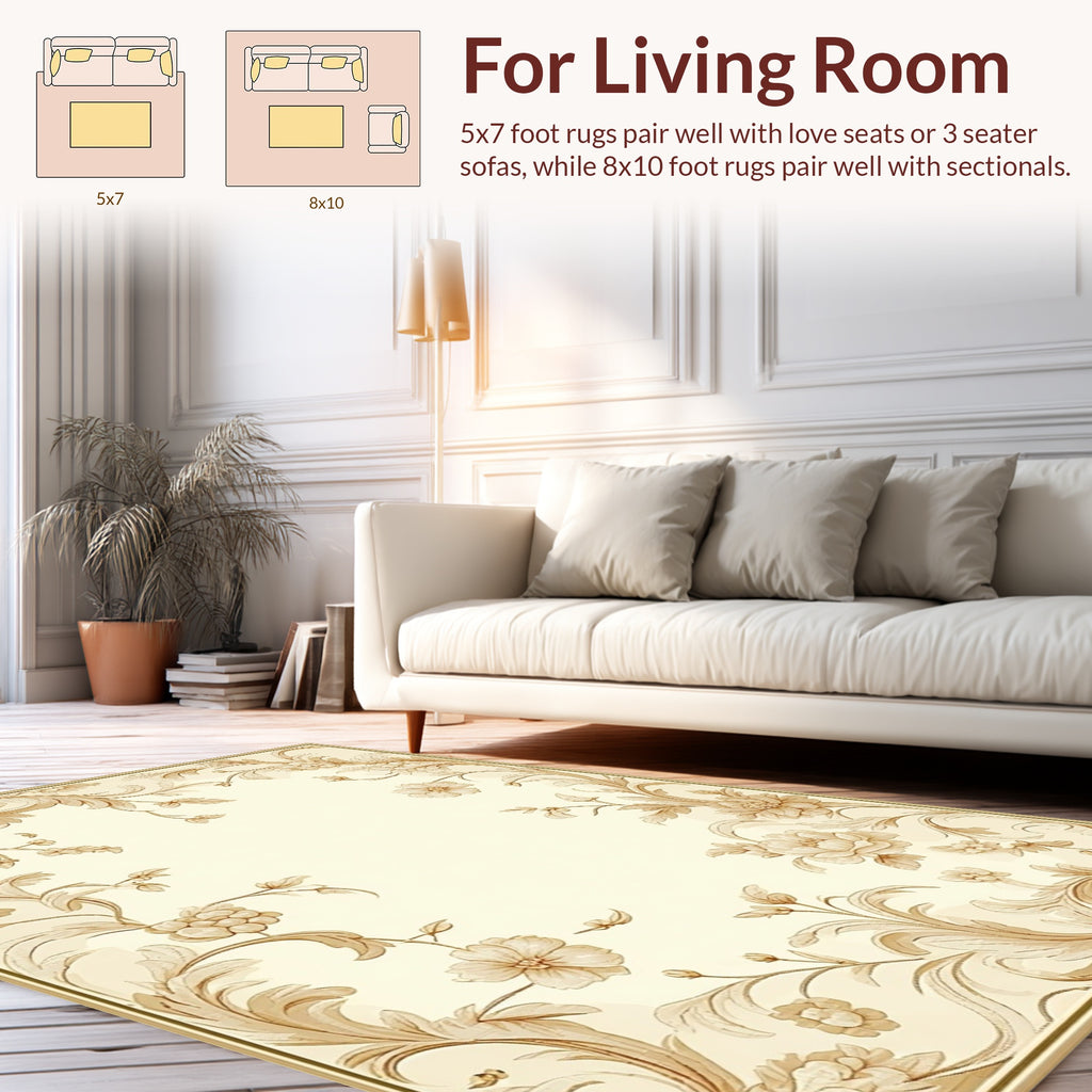 Vintage Floral Scroll Pattern Rug