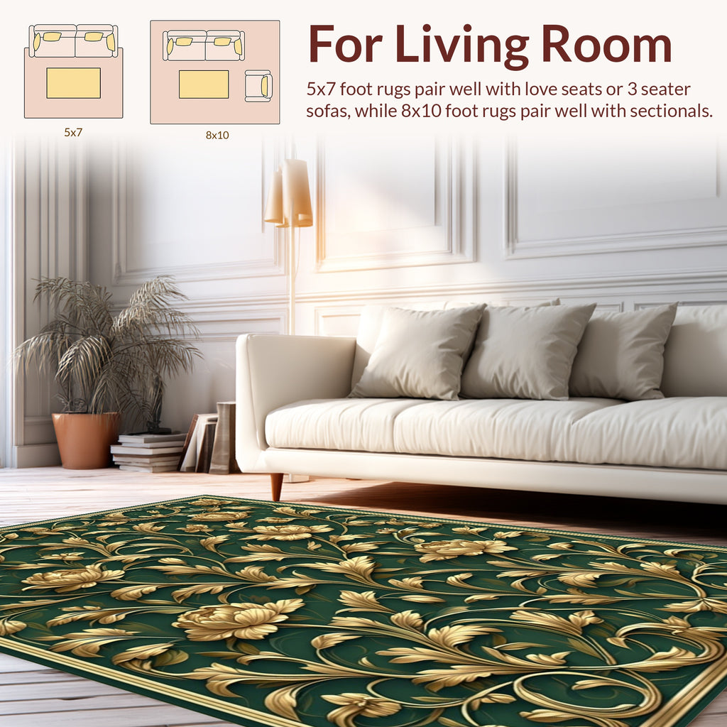 Embossed Floral Vine Pattern Rug