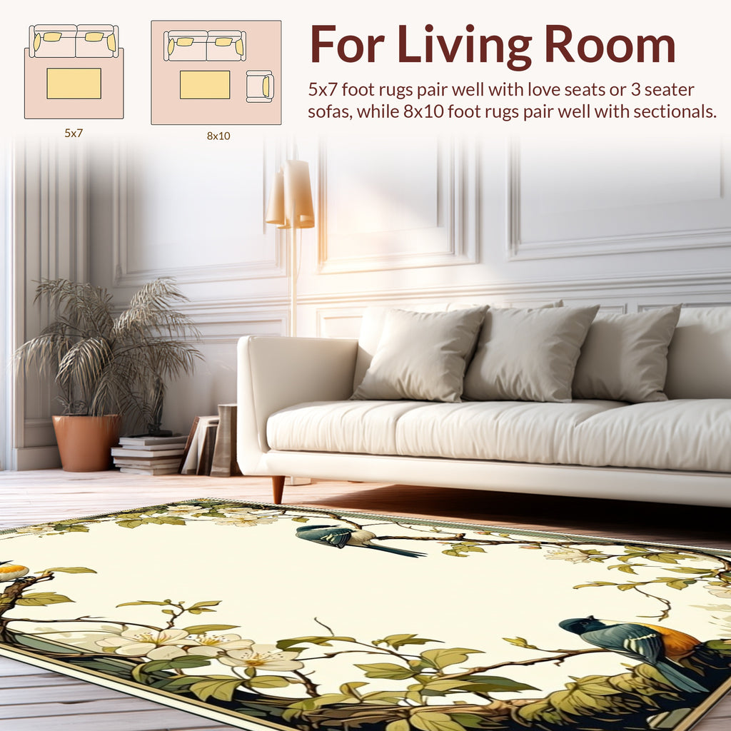 Birds and Branches Nature Art Rug