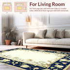 Art Nouveau Floral Vines Dark Blue Rug