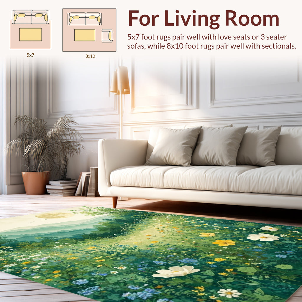 Moonlit Meadow Floral Landscape Rug