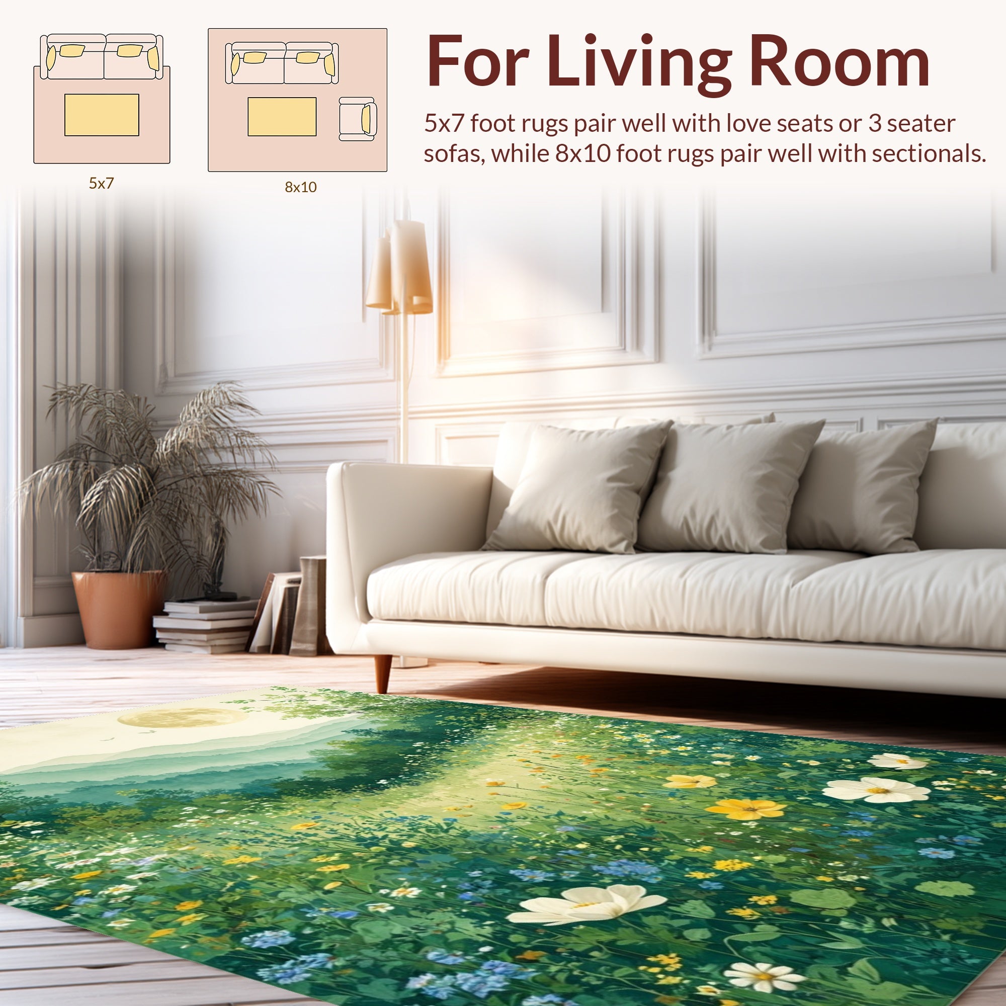 Moonlit Meadow Floral Landscape Rug