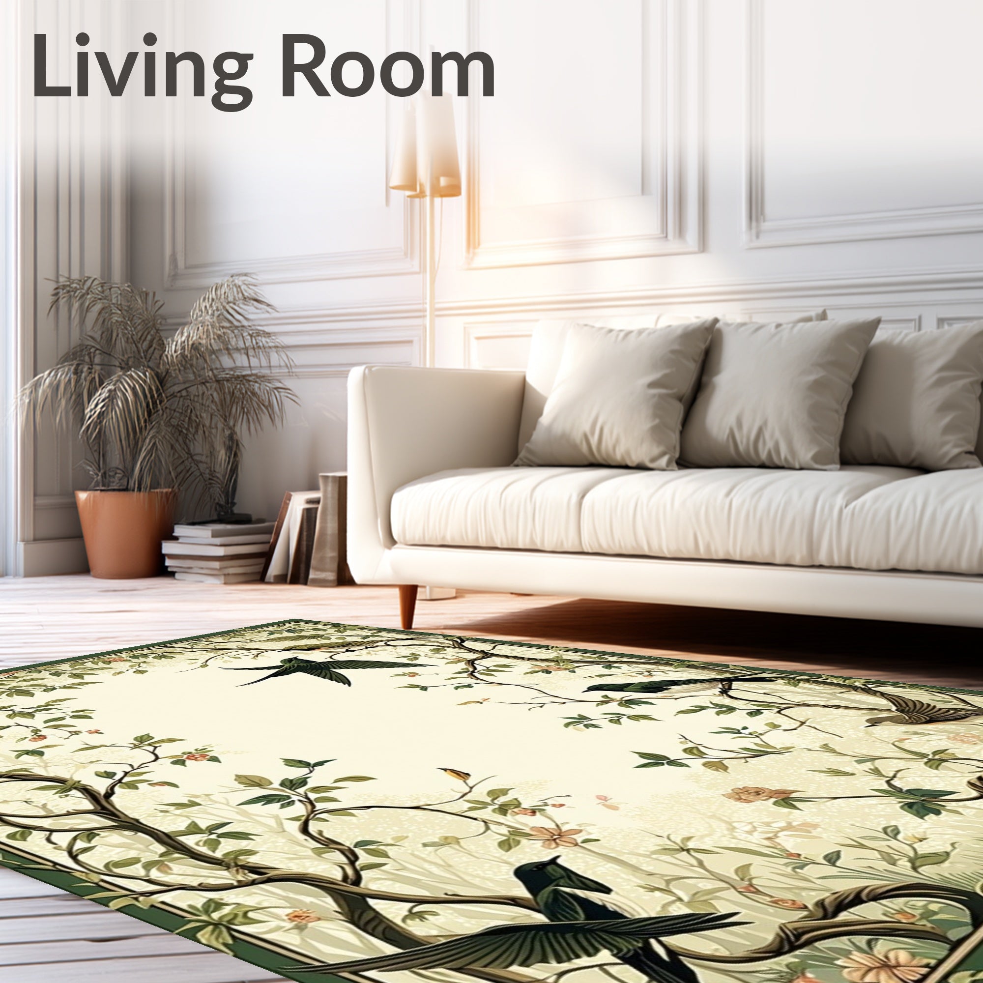 Enchanted Garden Bird Floral Pattern Rug