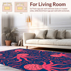 Pink Octopus Swirls Nautical Pattern Rug