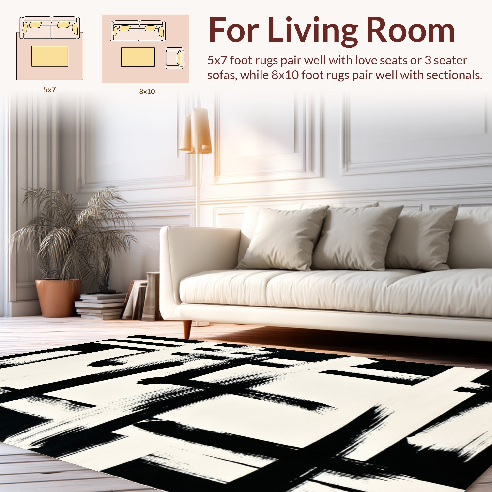 Bold Abstract Brushstroke Geometric Pattern Rug