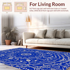 Royal Blue Abstract Mandala Pattern Rug