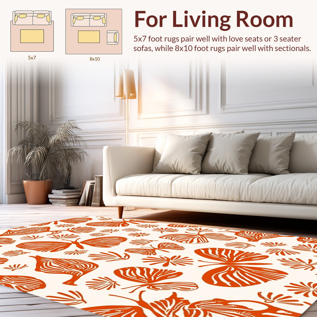 Orange Winged Creatures Pattern Rug