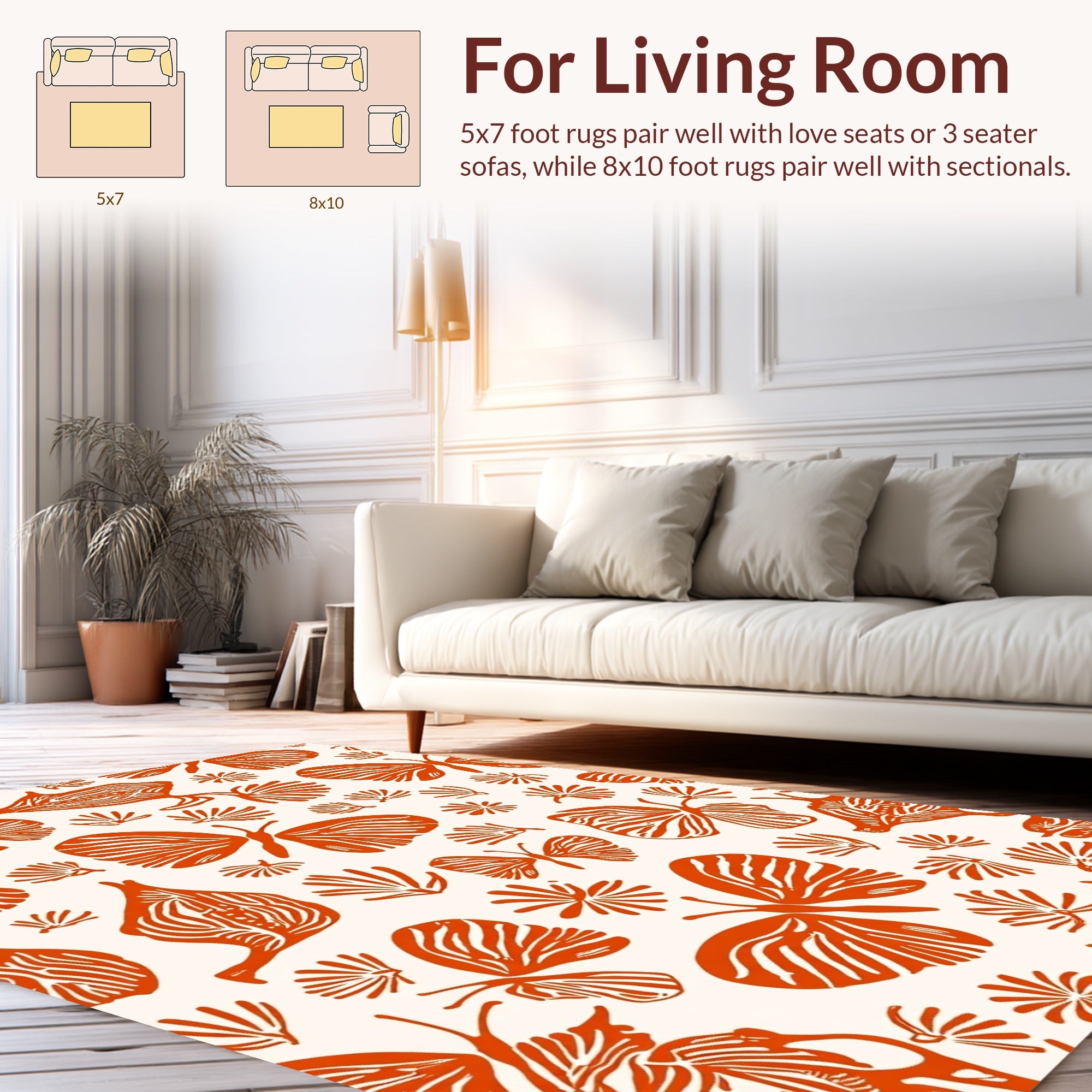 Orange Winged Creatures Pattern Rug