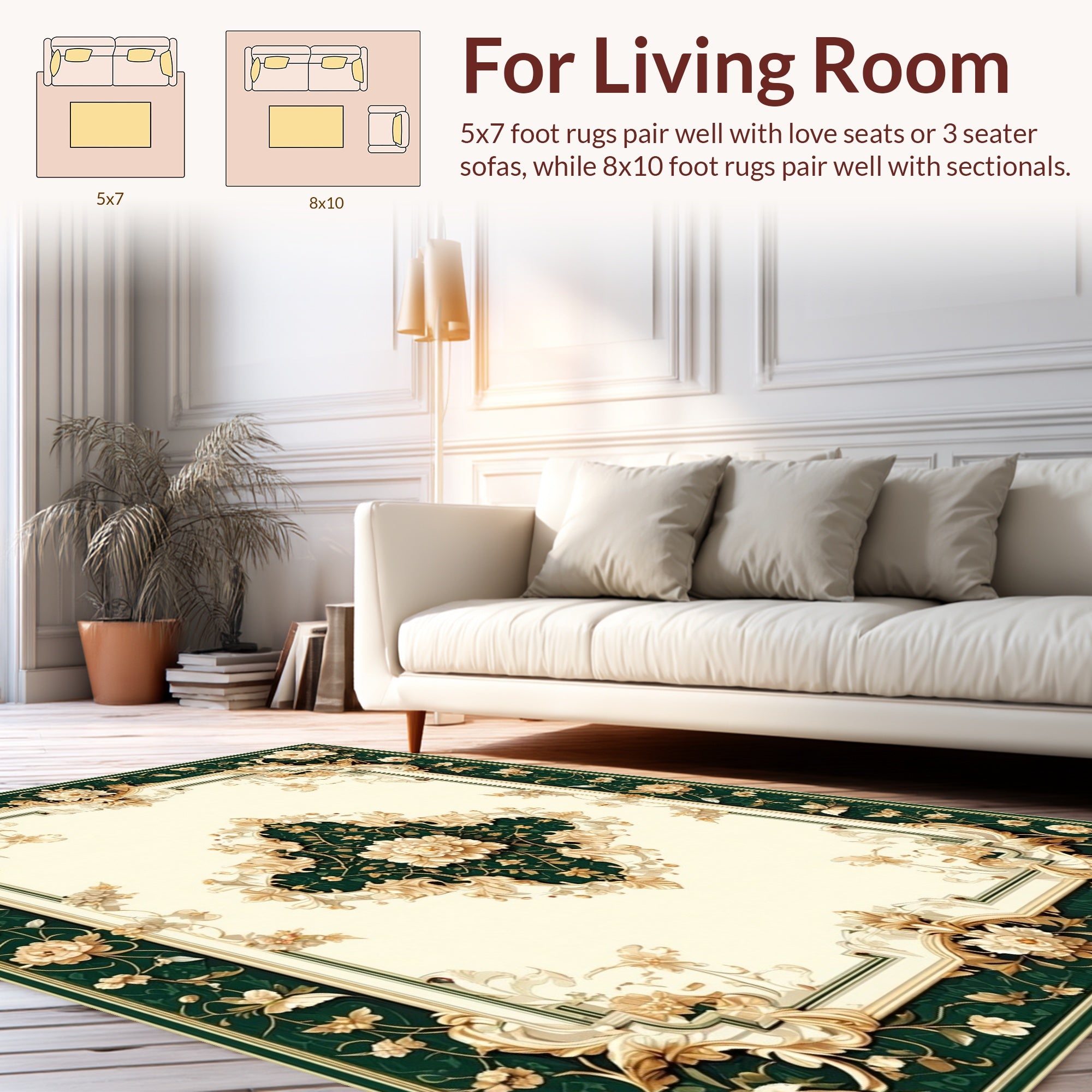 Elegant Floral Scroll Garden Motif Rug