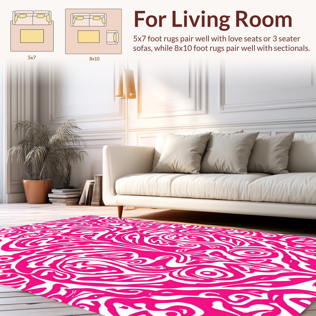 Vibrant Pink Abstract Swirl Pattern Rug