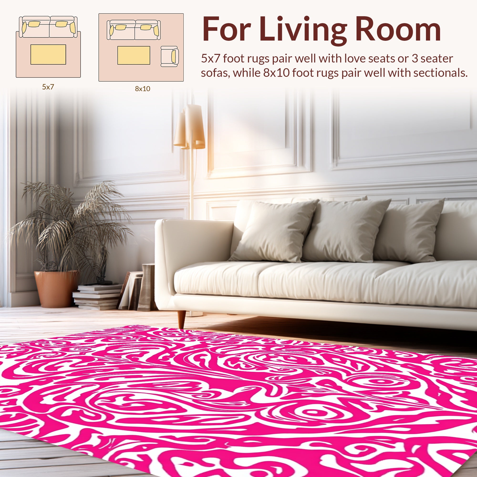 Vibrant Pink Abstract Swirl Pattern Rug