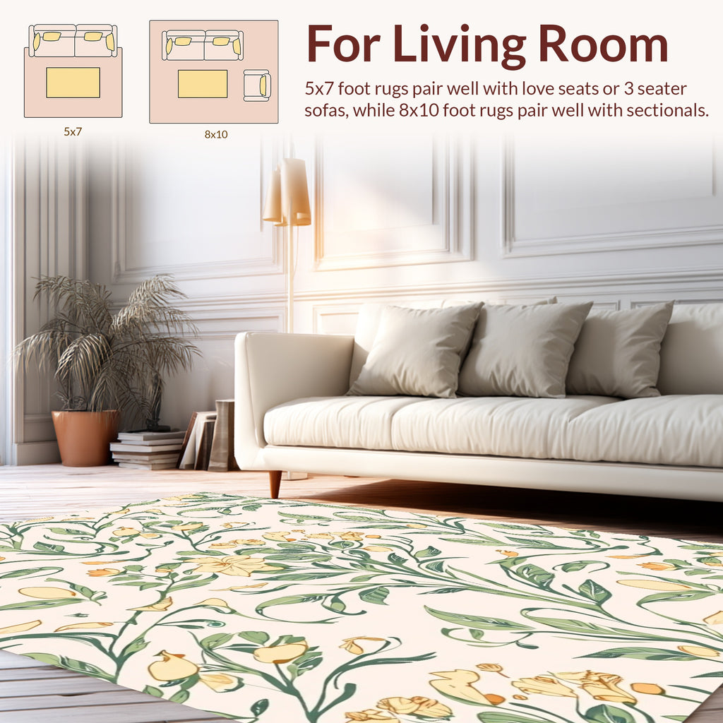 Whimsical Floral Vine Pattern Rug