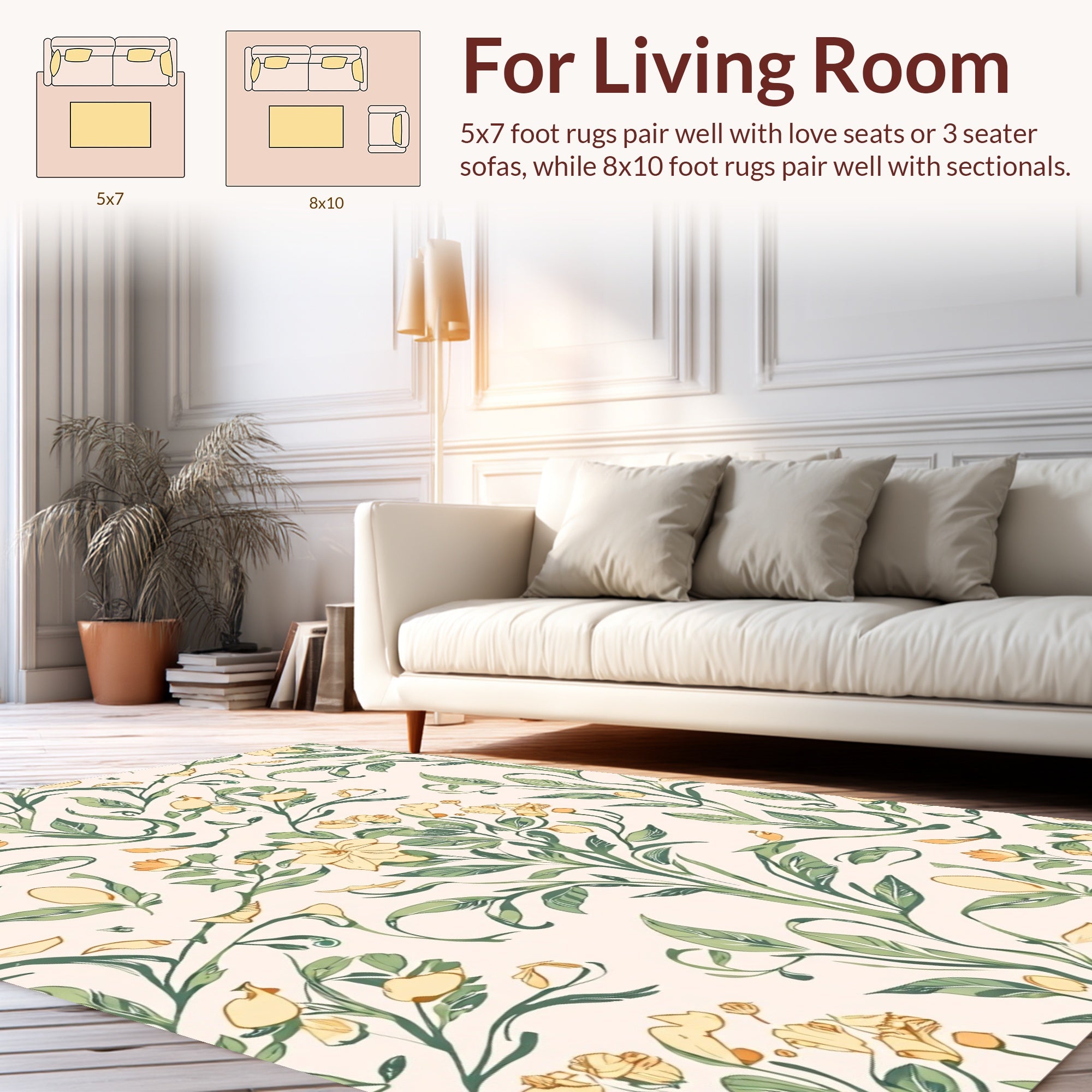 Whimsical Floral Vine Pattern Rug