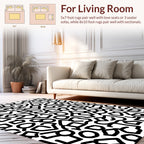 Black White Abstract Organic Forms Rug