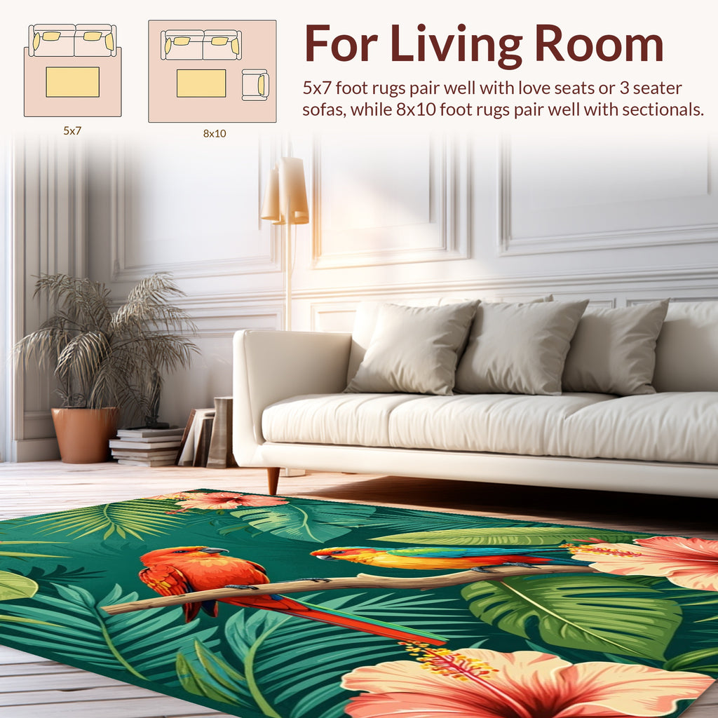 Tropical Parrots Hibiscus Garden Rug