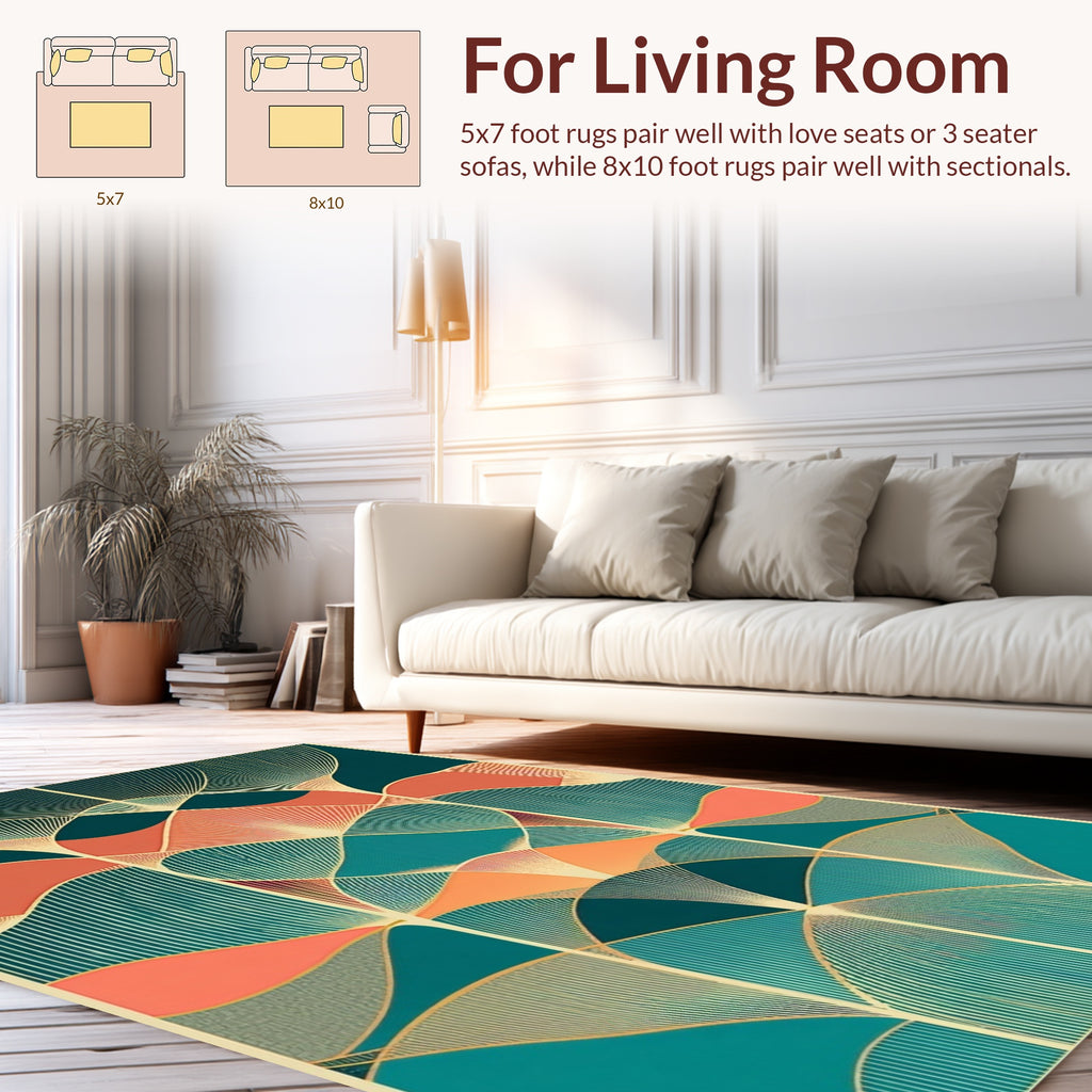 Golden Fan Art Deco Pattern Rug