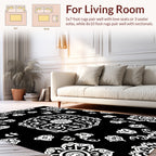 Monochromatic Floral Mandala Pattern Rug