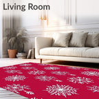 Crimson White Snowflake Garland Rug