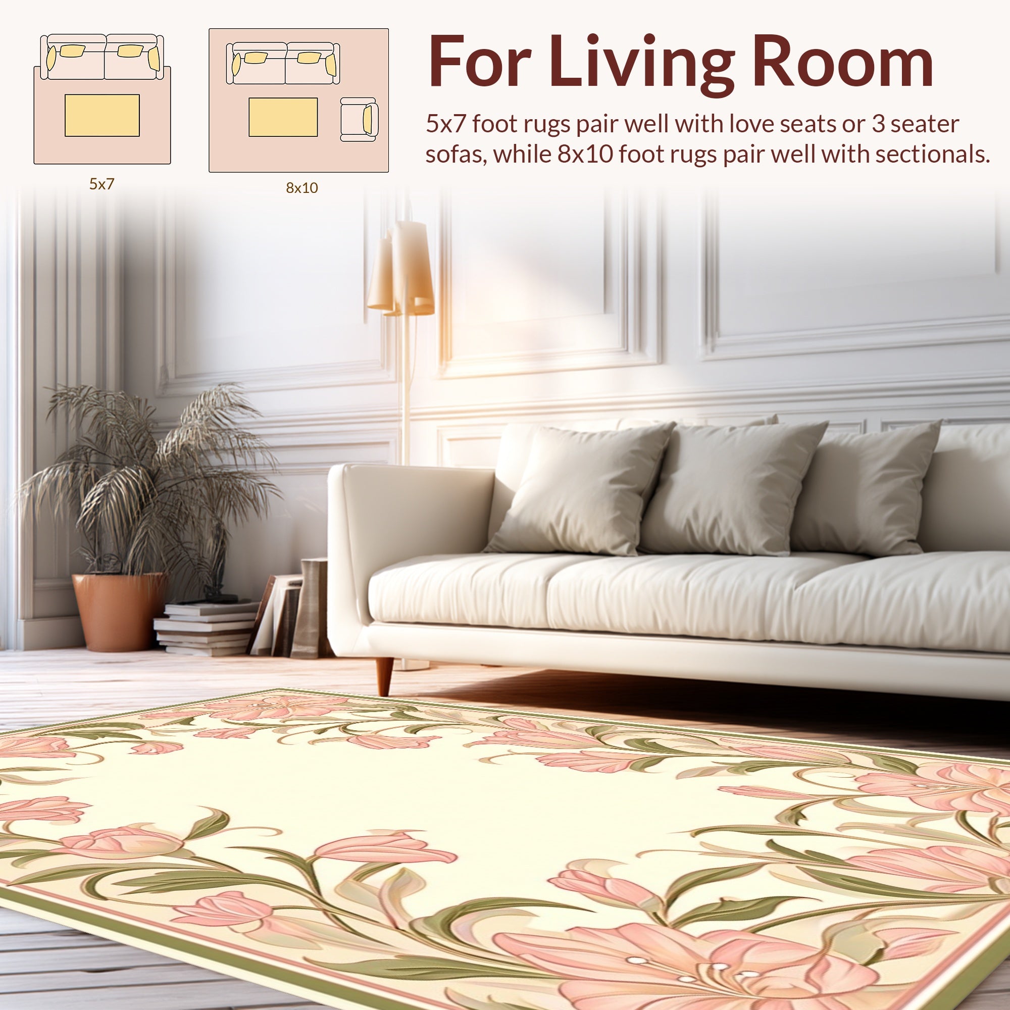 Art Nouveau Pink Floral Vine Pattern Rug