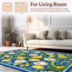 Vibrant Yellow White Tulip Pattern Rug