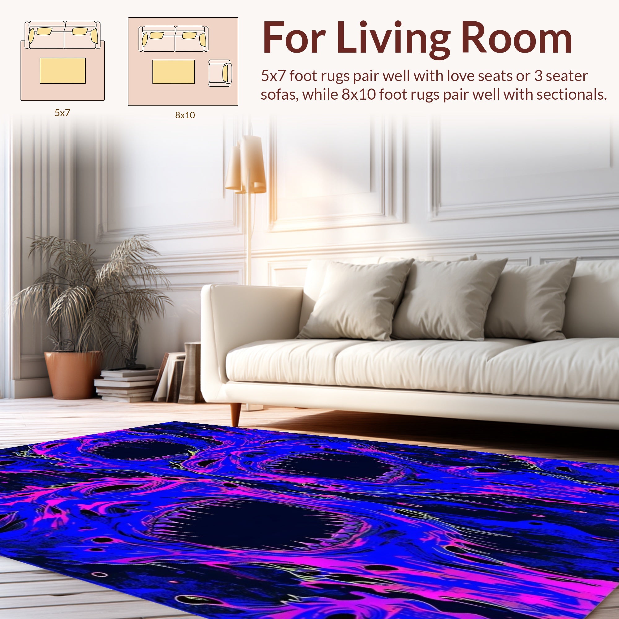 Distorted Screaming Faces Abstract Rug