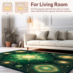 Emerald and Gold Celestial Mandala Rug