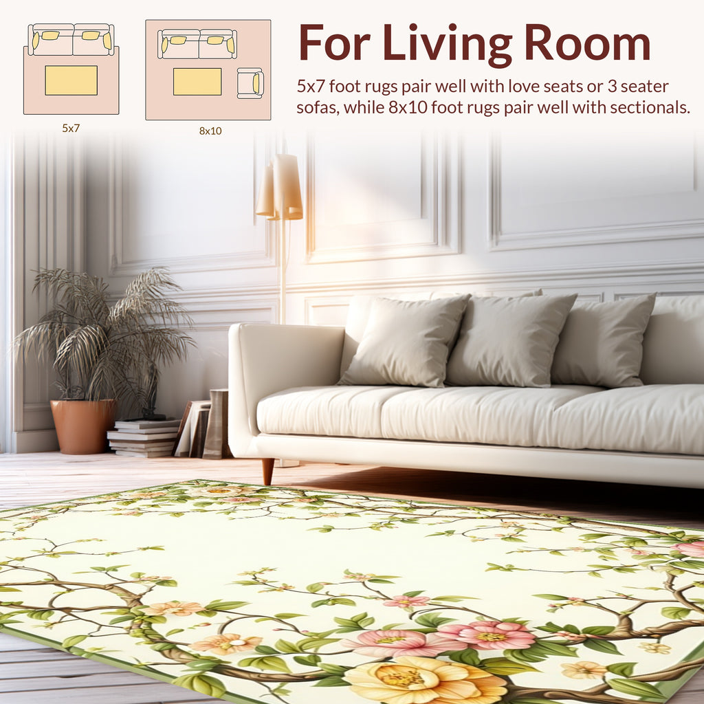 Whimsical Blossom Vine Pattern Rug