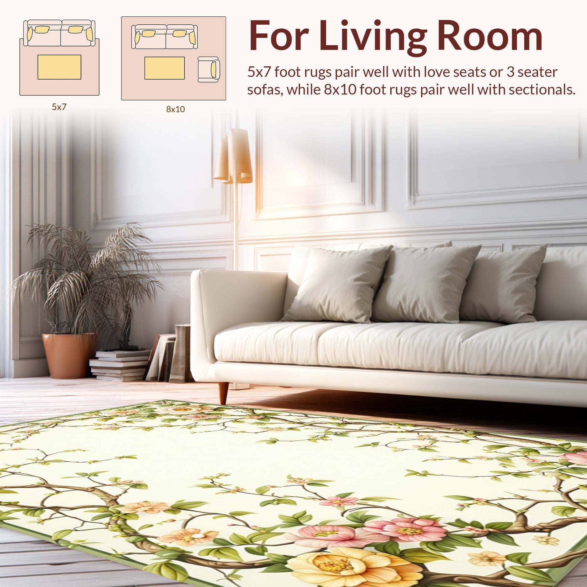 Whimsical Blossom Vine Pattern Rug