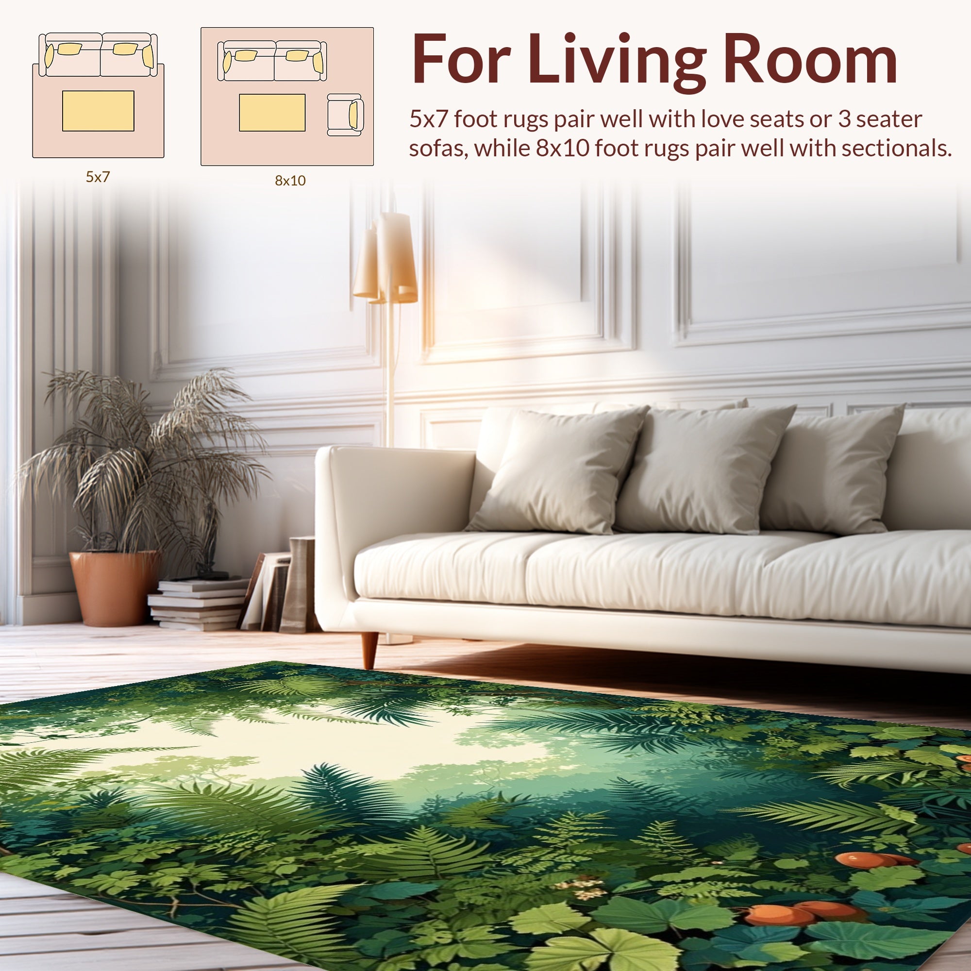Lush Emerald Jungle Canopy Pattern Rug