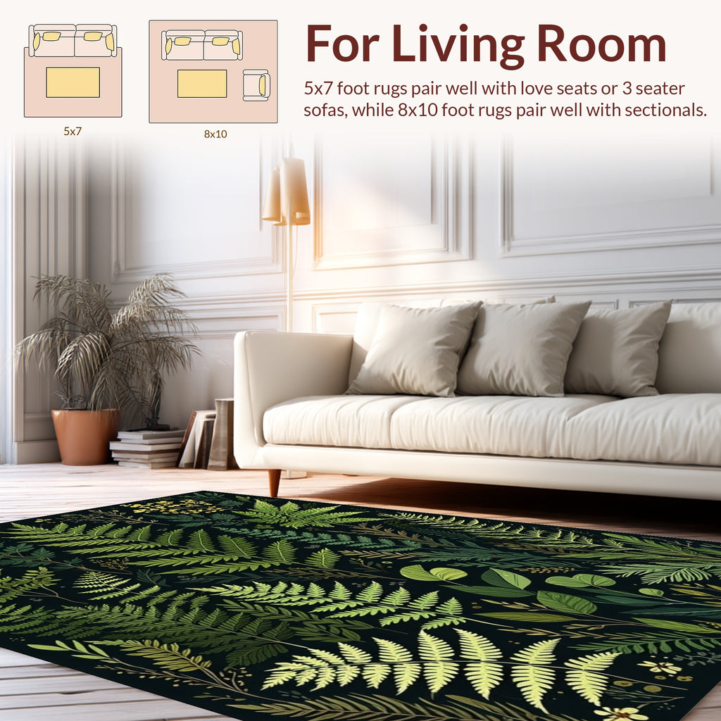 Deep Forest Fern And Foliage Design Rug