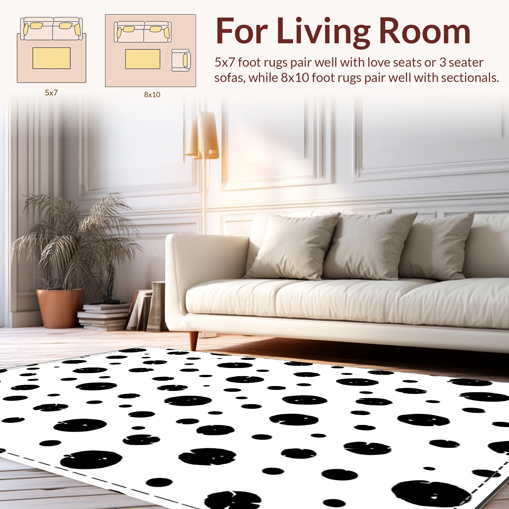 Abstract Black White Circles Pattern Rug
