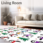 Playful Penguin Trees and Snowflakes Rug