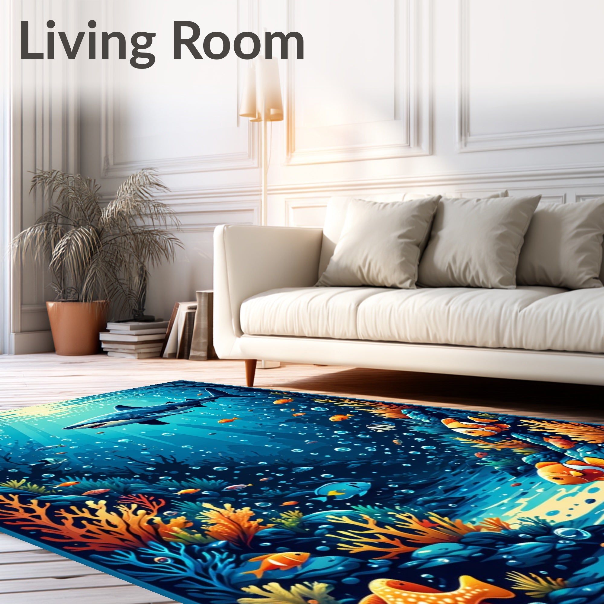 Vibrant Underwater Marine Life Scene Rug