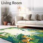 Jungle Animals Lush Foliage Design Rug