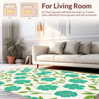 Teal Floral Leaf Pattern Rug