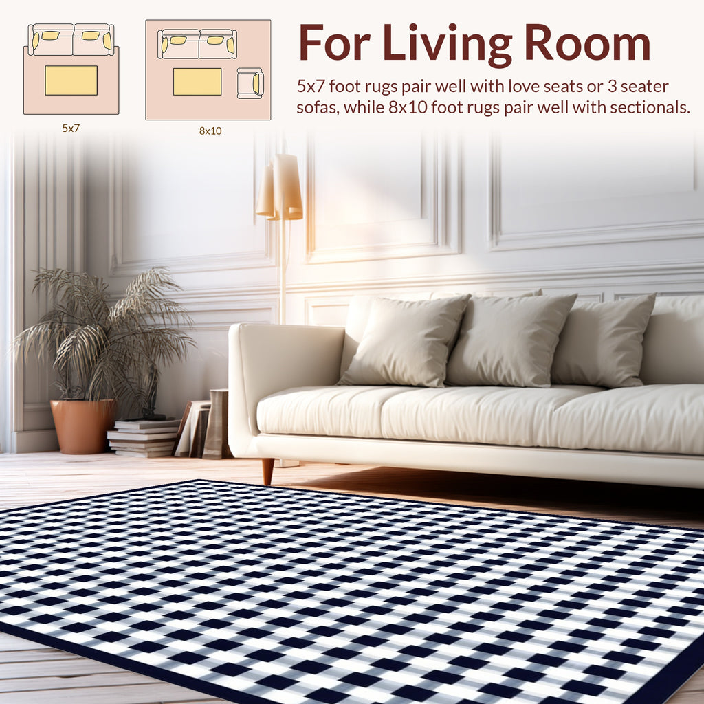 Classic Gingham Check Pattern Design Rug