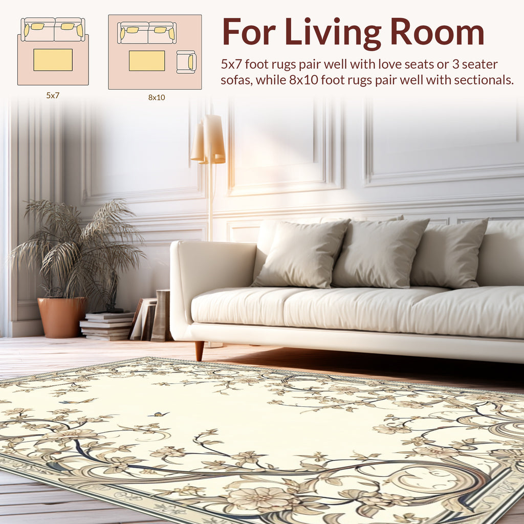Elegant Floral Vine Pattern Rug