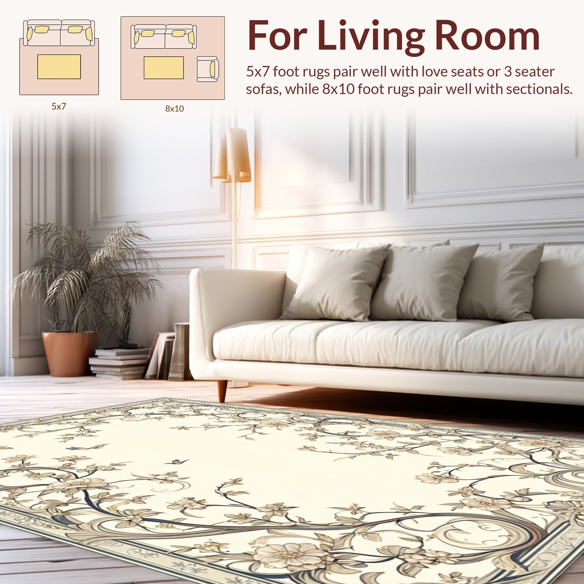 Elegant Floral Vine Pattern Rug