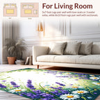 Lavender Daisy Garden Meadow Design Rug