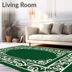 Emerald Green Floral Vine Frame Rug