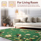 Emerald Bird Blossom Nature Pattern Rug