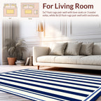 Classic Blue and White Stripe Pattern Rug
