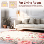Whimsical Pink Floral Vine Pattern Rug