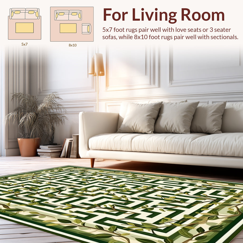 Lush Greenery Maze Pattern Rug