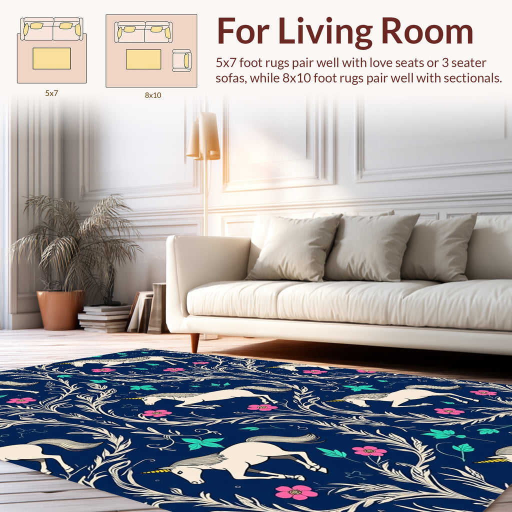 Grounded Unicorn Floral Navy Rug