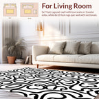 Abstract Black White Swirls Pattern Rug