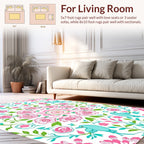 Pink Floral Birds Pattern Rug