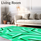 Emerald Green Faceted Geometric Diamond Rug