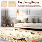 Whimsical Floral Butterflies Pattern Rug