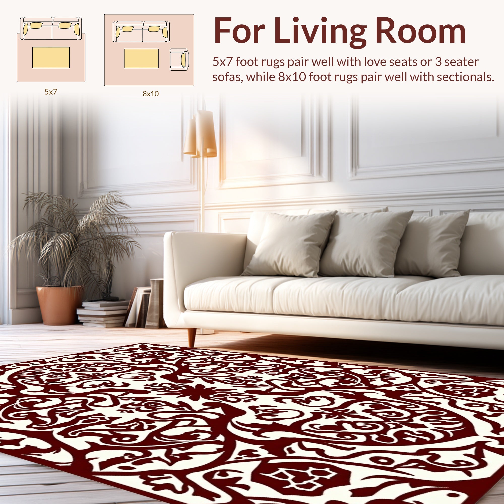 Ornate Vine Floral Intricate Pattern Rug
